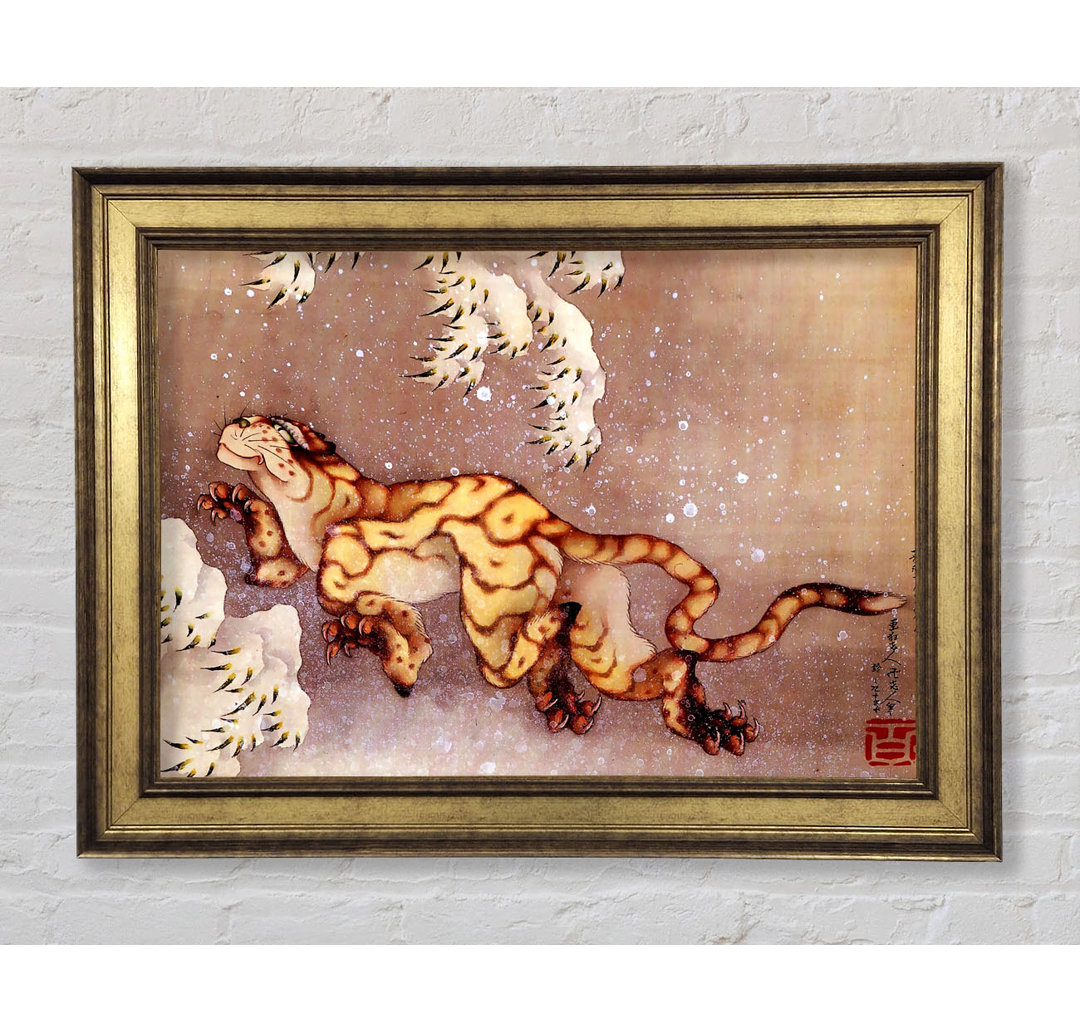 Hokusai Tiger In The Snow - Einzelner Bilderrahmen Kunstdrucke