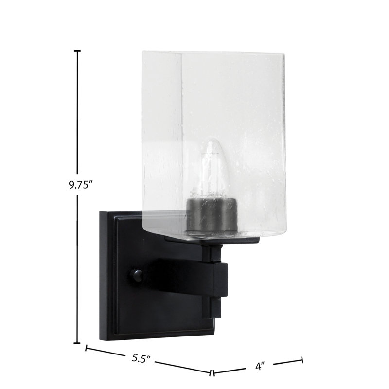 Headland Wall Sconce Shown With 4" Square Clear Bubble Glass, Black