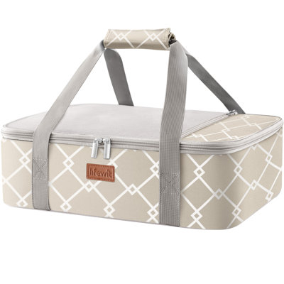 Casserole isotherme pour aliments chauds ou froids, étui de transport pour sac à vaisselle en cocotte, porte-baguette à Lasagne pour repas-partage / fêtes / pique-nique / barbecue, convient au plat de cuisson de 9 po x 13 po, gris