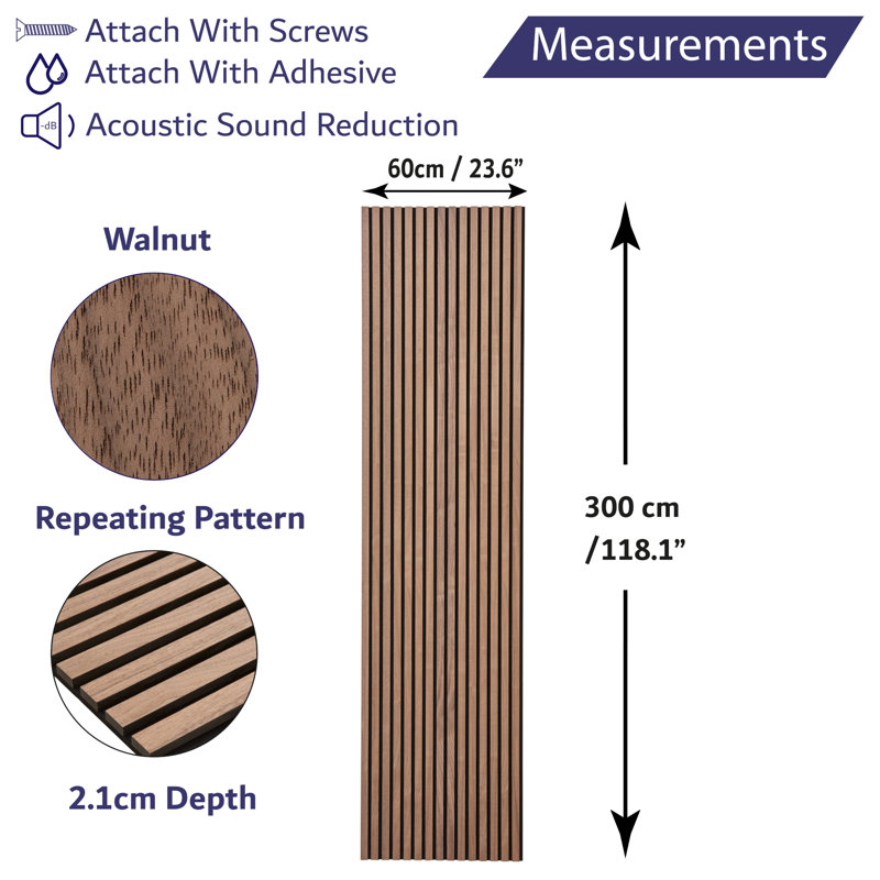 Ensor Wall Paneling, Walnut, 300cm x 60cm