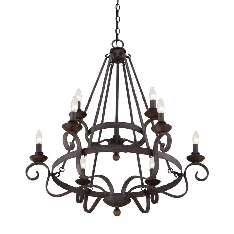 Ashle 9 - Light Dimmable Wagon Wheel Chandelier