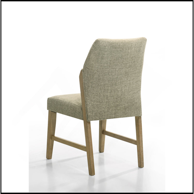 Ensemble de 2 chaises de salle à manger en lin beige avec pieds en chêne rustique Eden