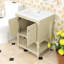 Meuble-lavabo de salle de bain avec lavabo en céramique, tablette et rangement fermé-1100966543