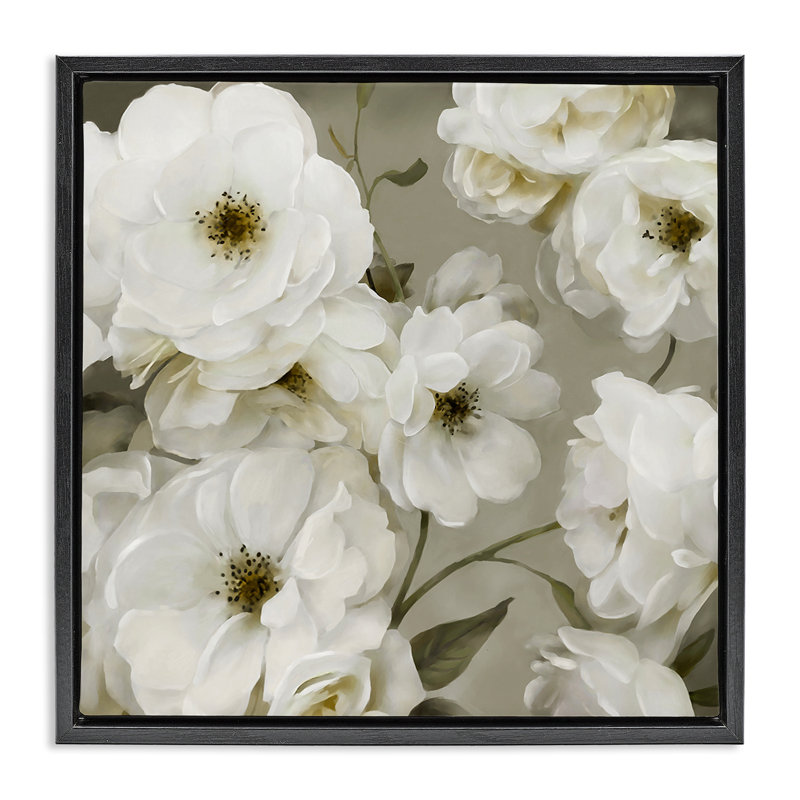 Beaucoup de fleurs, Cadre flottant noir de jais, H 18 po x l 18 po