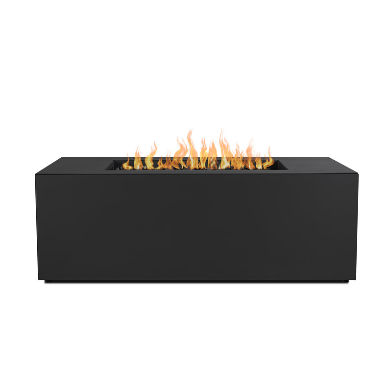 Coden Rectangle Metal Propane Fire Pit Table with Hidden Tank by Jensen Co., Charcoal Gray, 20'' H x 72'' W x 28'' D
