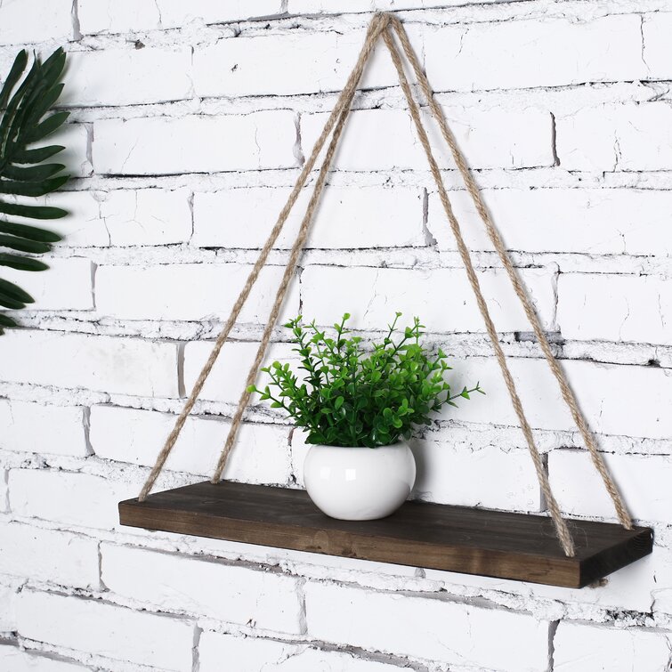 McSpadden 2 Piece Triangle Solid Wood Floating Shelf (Set of 2) Ophelia & Co. Finish: Brown