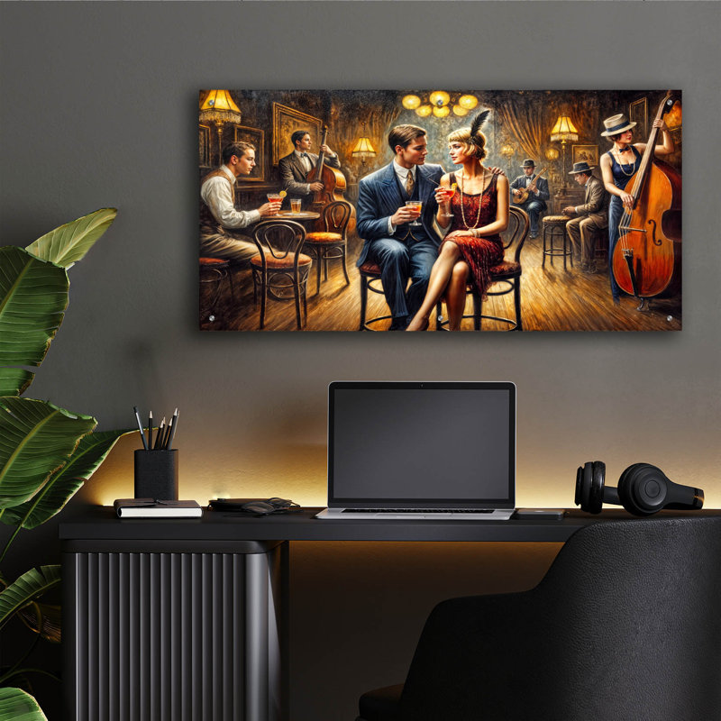  «Chicago Speakeasy» par Rey Klimt, art mural en verre acrylique, 48 po x 24 po