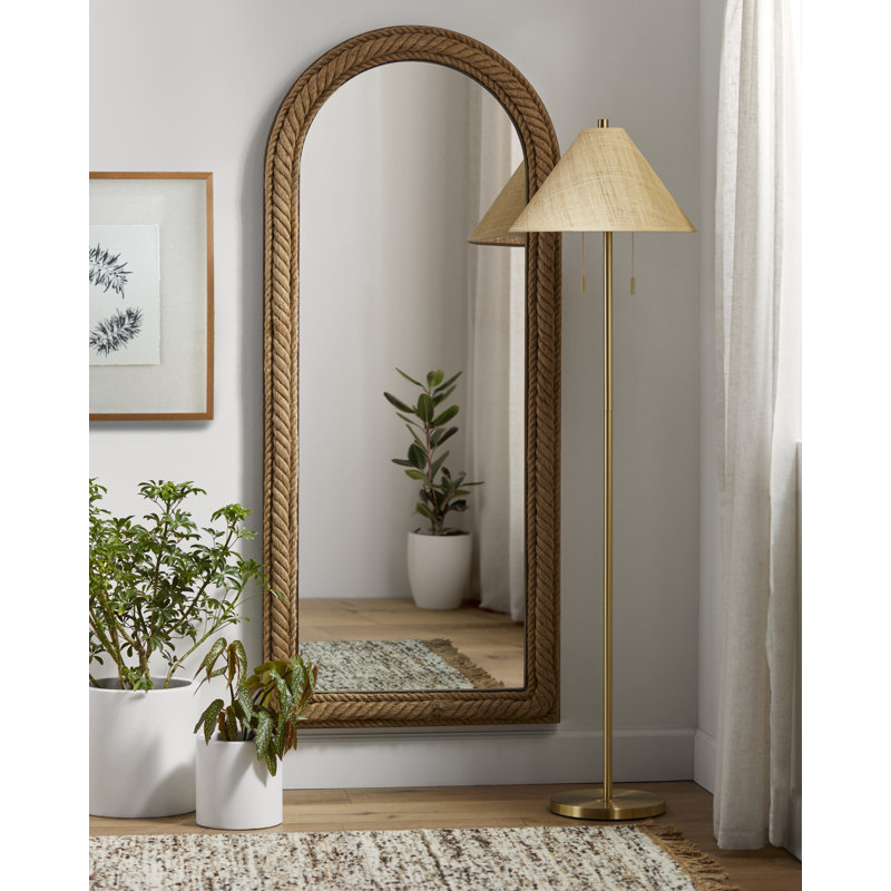 Manufactured Wood/Jute Arch Mirror