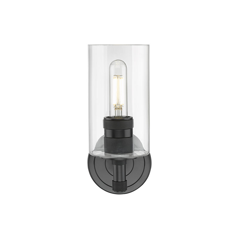 Applique murale 1 lumière Crown Point, Clair, Noir mat, H 10,5 po x l 3,88 po x P 6,5 po