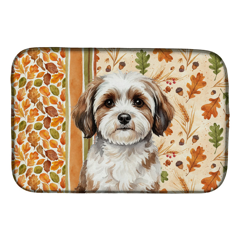 Parti-color Havanese Heirloom Fall Dish Drying Mat