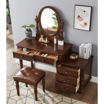 Table de coiffeuse tout en bois massif American Style