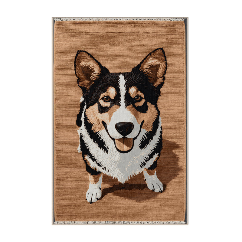 Washable Korean Jindo Dogs Area Rug, Rectangle 7' x 10'