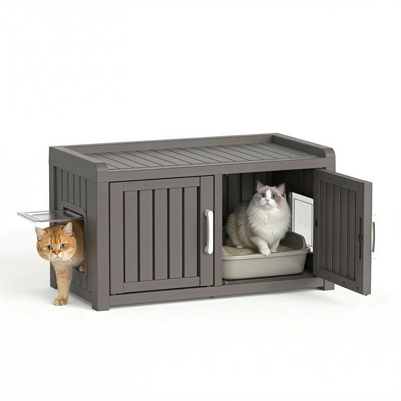 Armoire pour litière pour chat 31,98 po (brun clair / gris), Gray