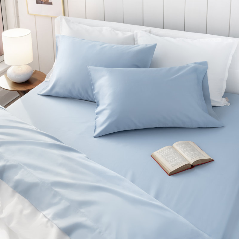 250 Thread Count Egyptian-Quality Cotton Sheet Set, Twin, Soft Blue