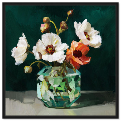 «Glass Poppies I», impression murale sur toile par Art Remedy, cadre noir, 12 x 12