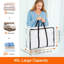 Ensemble de 3 sacs de rangement pour vêtements transparents, sac de rangement pour couverture en plastique de 40 L avec fermeture à glissière, organisateur de garde-robe pliable, sacs de transport pour édredon, couverture, literie, couette, jouets