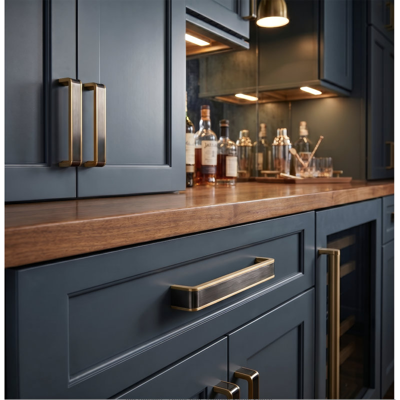 Fusion 12" CTC Gunmetal/Satin Brass Decorative Cabinet Hardware Bar Pull, Gunmetal/Satin Brass