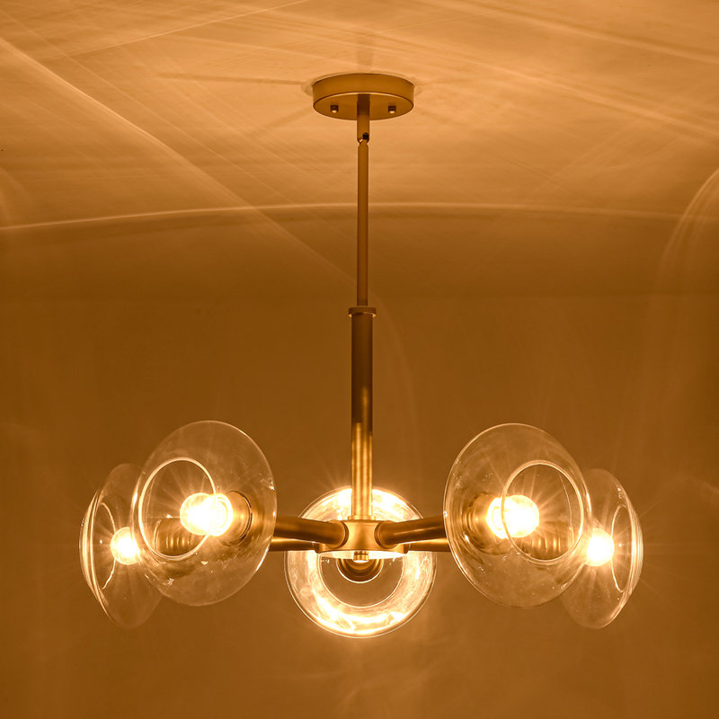 Mid-Century 5-Light Glass Sputnik Chandelier