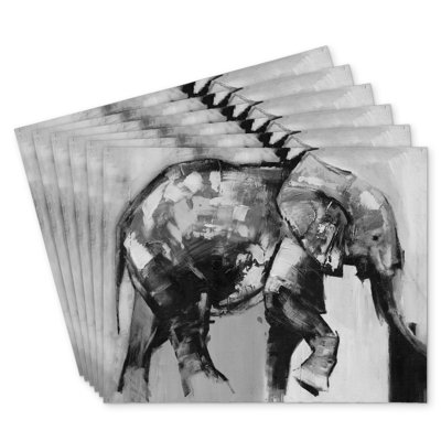 Beautiful Monochrome Elephant Polyester Eiver - Set of 6