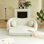 Canapé inclinable convertible courbé de 86 pouces, canapé-lit pliant sans cadre 2 en 1 avec base coulissante et siège profond, canapé inclinable en chenille à deux places, aucun assemblage requis