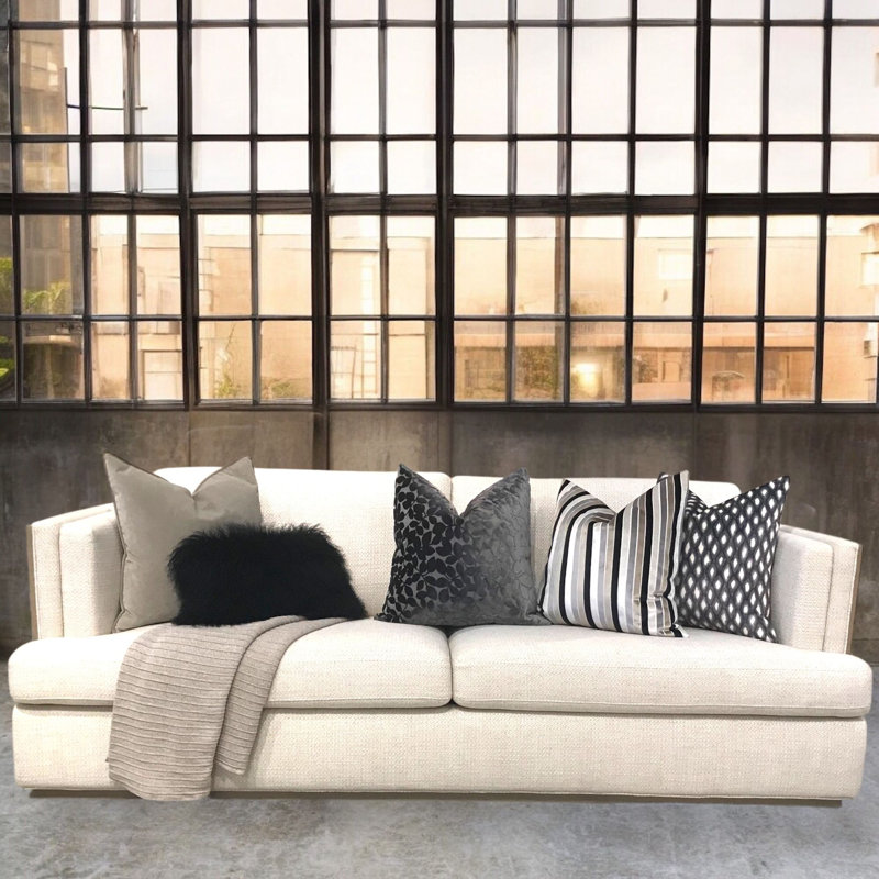 Velvet Square Pillow Cover & Insert, Black, 26"H x 26"W