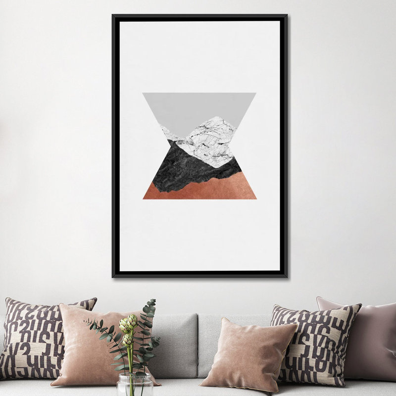 «Geometric IV», impression sur toile, H 60 po x l 40po x P 1,5 po, Toile encadrée noire, Pas de tapis