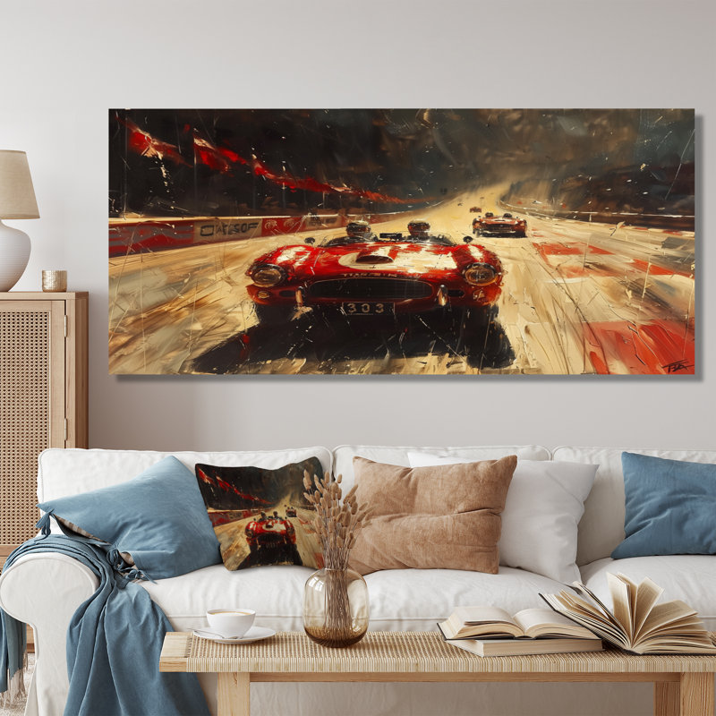 Rétro Muscle Car At The Track IV - Race Tracks, art mural, Toile tendue, H 28 po x l 60 po x P 1,5 po