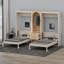 Unité de lit escamotable double pliable avec garde-robe centrale intégrée, tiroirs de rangement et panneaux de rangement suspendus