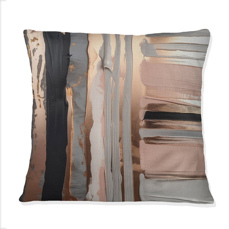 Or rose et formes roses en I contemporain - Coussin décoratif imprimé abstrait