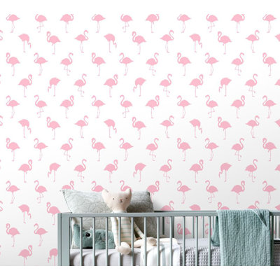 Rouleau de papier peint L 33 pi x l 20,5 po Jo Flamingo