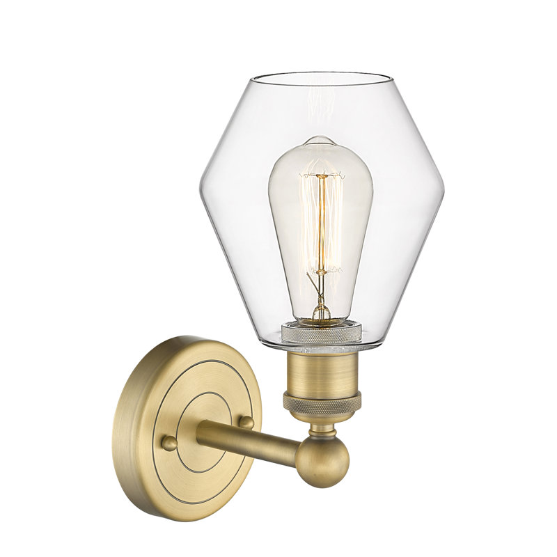 Amylea Armed Sconce, Clear, Brushed Brass
