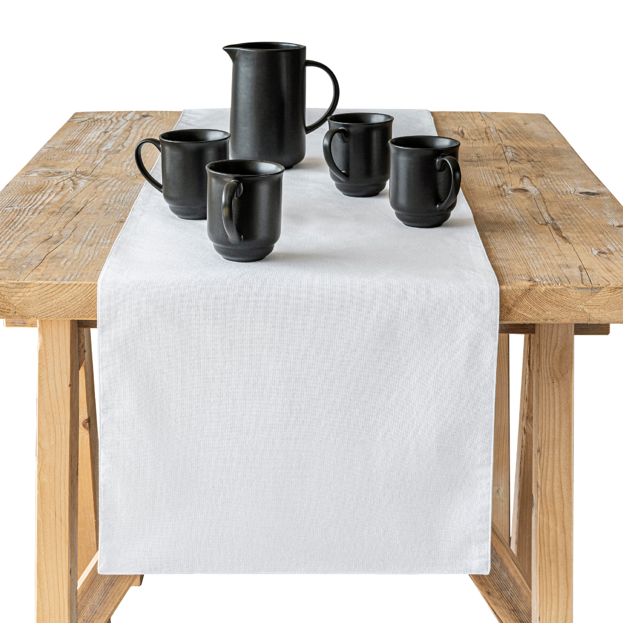 Over&Back Woven Chambray Table Runner, 18" W x 108" L, White