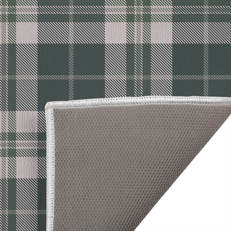 Tapis de toilette rectangulaire absorbant et antidérapant à carreaux Tartan Block, Simple - L 21 po x l 34 po