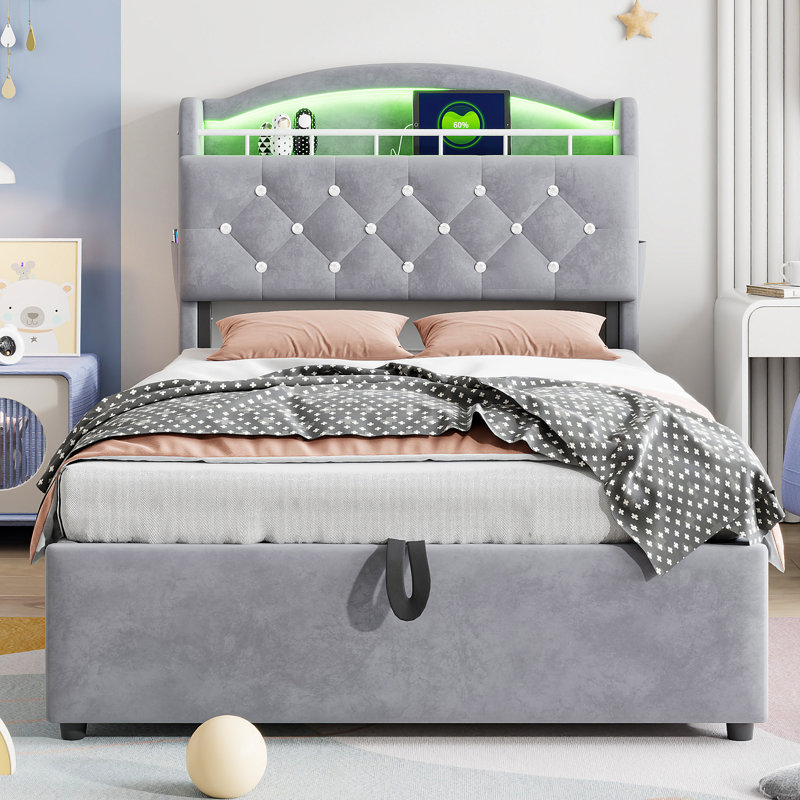 European Single (90 x 200 cm) Bed, Grey