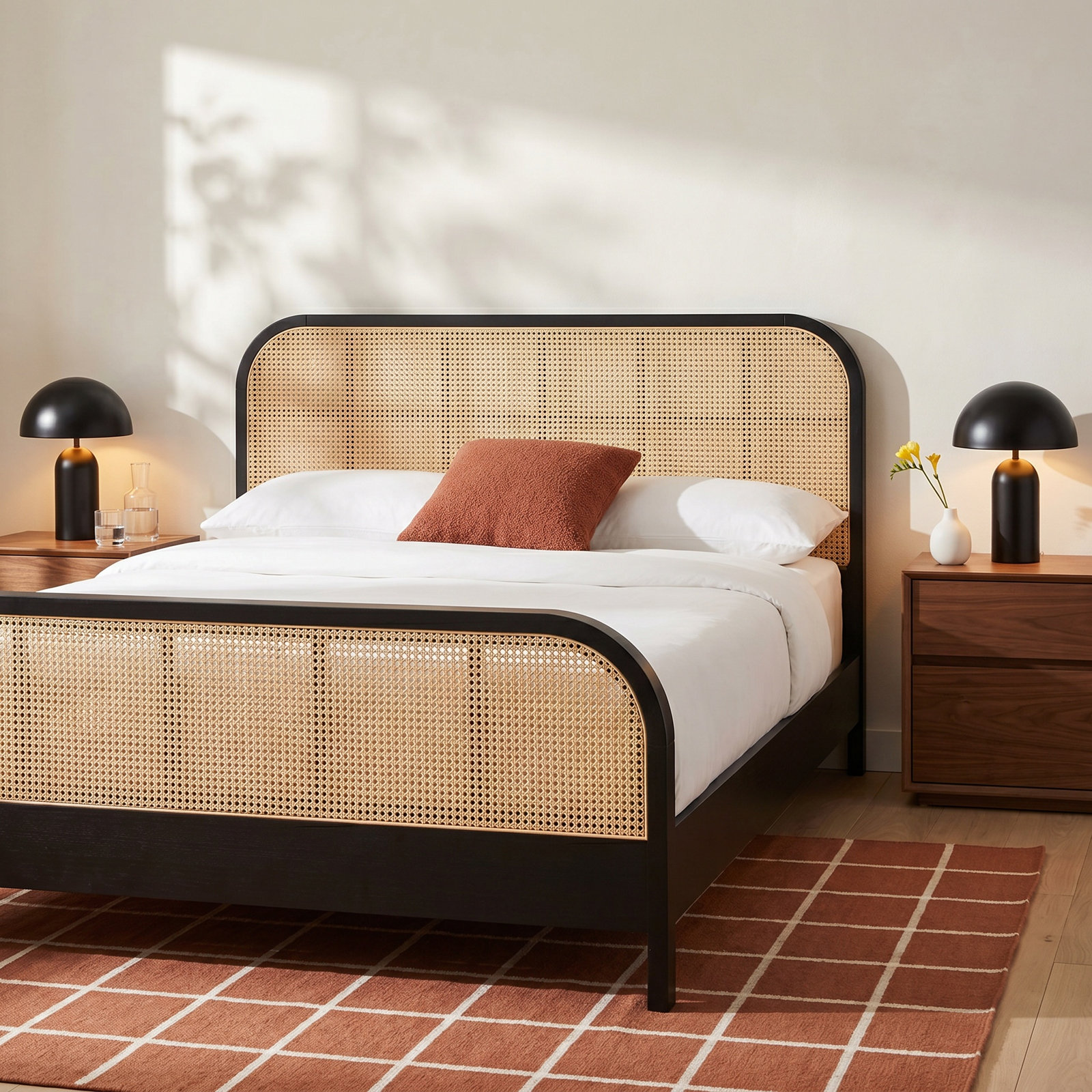 Cane Platform Bed, Black, King