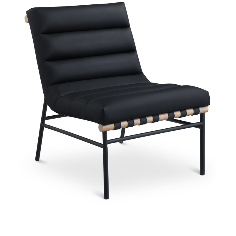 Burke 24.5'' Wide Side Chair, Soft Black Faux Leather
