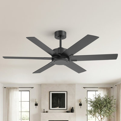 Ventilateur de plafond 56 po moderne sans lumière avec télécommande, moteur à courant continu réversible, ventilateur de plafond intérieur à 6 vitesses pour chambre à coucher, salon et patio