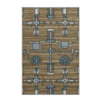 Machine Washable Transportation Brown Area Rug