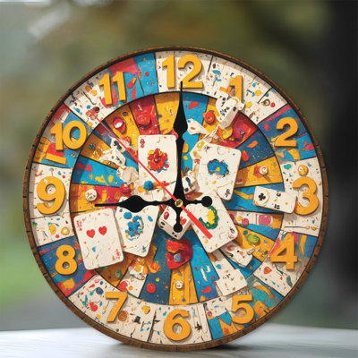 clock playing cards numbers texture design