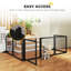 Freestanding Pet Gate 6 Panel Foldable Playpen Black
