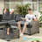 7- Person Outdoor Wicker Patio Conversation Furniture Set With Fire Pit Table-1061967021