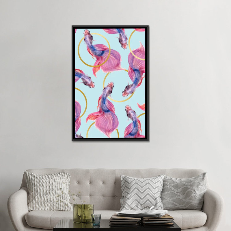 « hula cerceaus », impression sur toile, H 26 po x l 18 po x P 1,5 po, Toile avec cadre noir, Pas de tapis