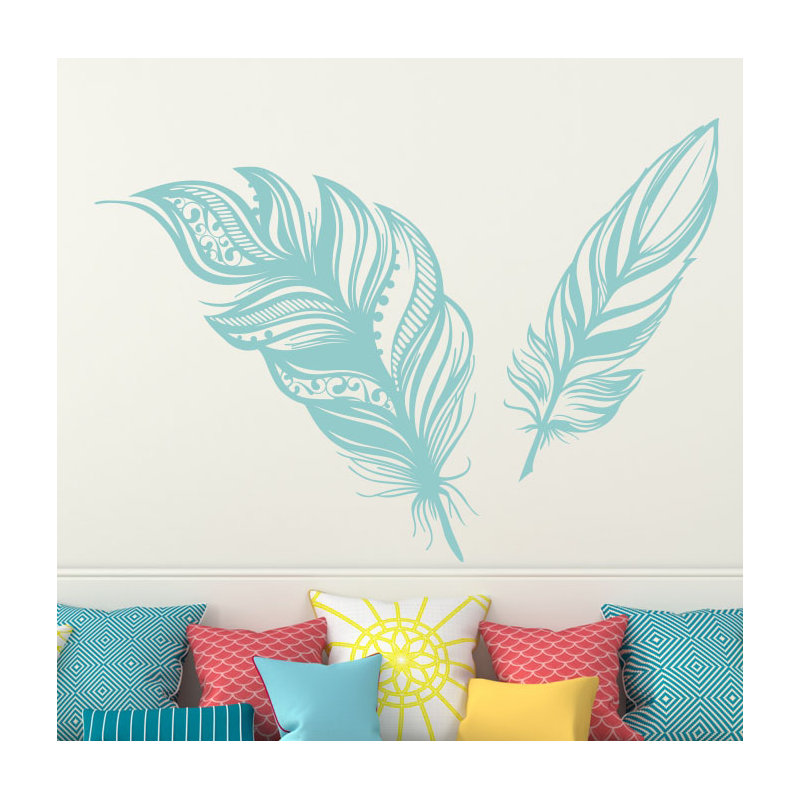 Adhésif décoratif plumes, H 22 po x l 31 po, Menthe