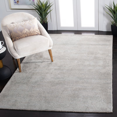 Cheevers Hand Tufted Viscose/Wool Pile Solid Color Rug in Gray