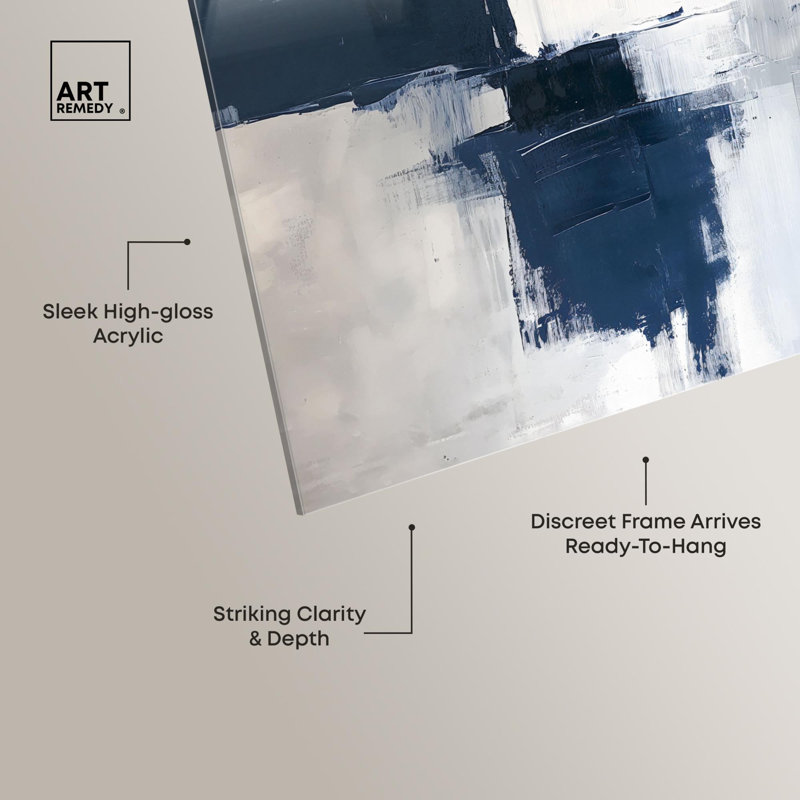 Art mural en porcelaine bleu sur blanc I par Art Remedy, prêt à être accroché, H 24 po x l 24 po