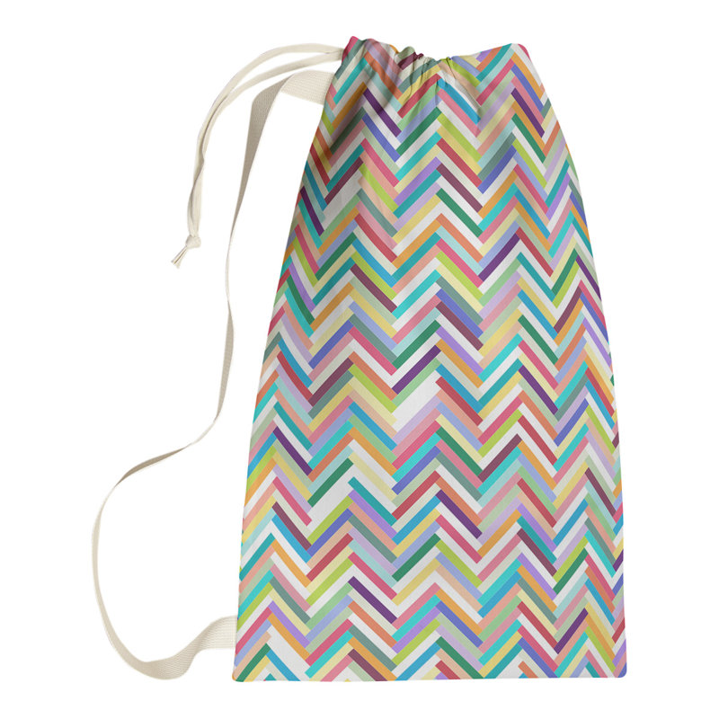 Sac à linge chevrons Mcguigan, Moyen (H 36 po x l 28 po x P 1,5 po), Arc-en-ciel