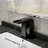 Aventon 35.4" Modern Floating Bathroom Vanity with Black Marble Top, White Ceramic Sink & Gold Handles