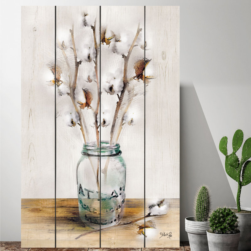 «Cotton in The Mason Jar», reproduction d'impression sur toile tendue, H 24 po x l 36 po x 1,5 po