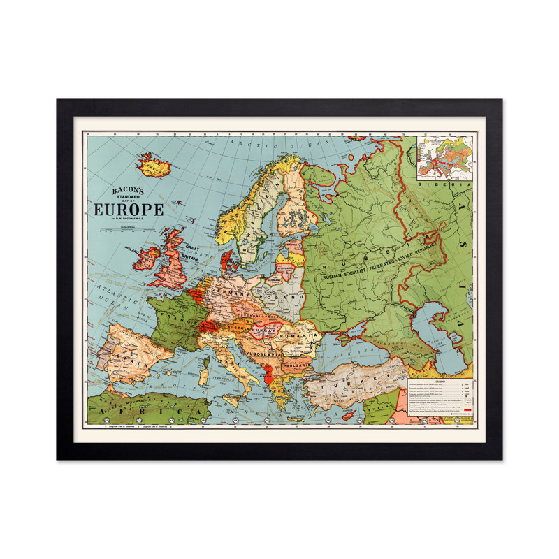 Carte standard européenne du bacon, Black Framed, Poster, 12"H x 16"W