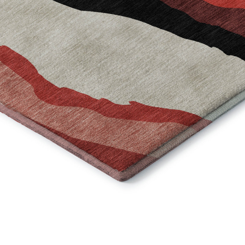 Premium Machine Washable Cossette AMF1047 Waves Rug, Rectangle 1 pi 8 po x 2 pi 6 po